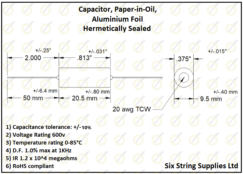six string supplies SSS premium capacitor datasheet