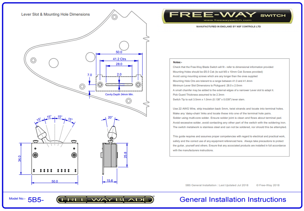 dimensions for free way blade switch
