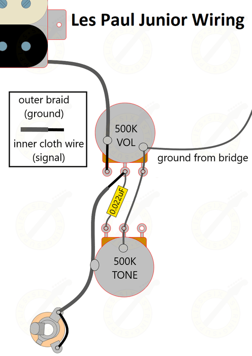 wiring diagram for les paul junior guitar