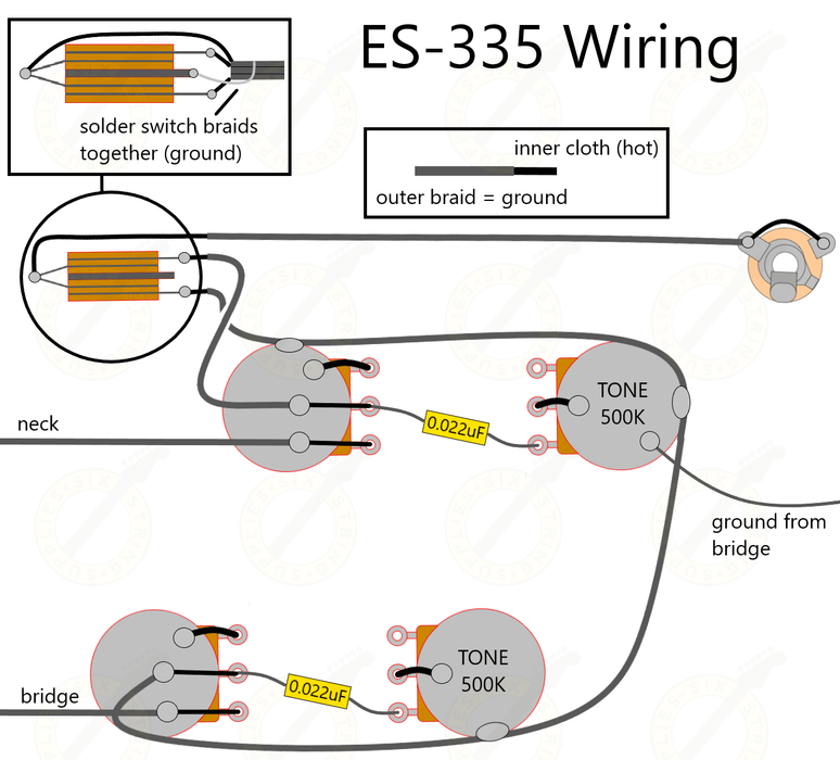 wiring diagram for ES 335 guitar