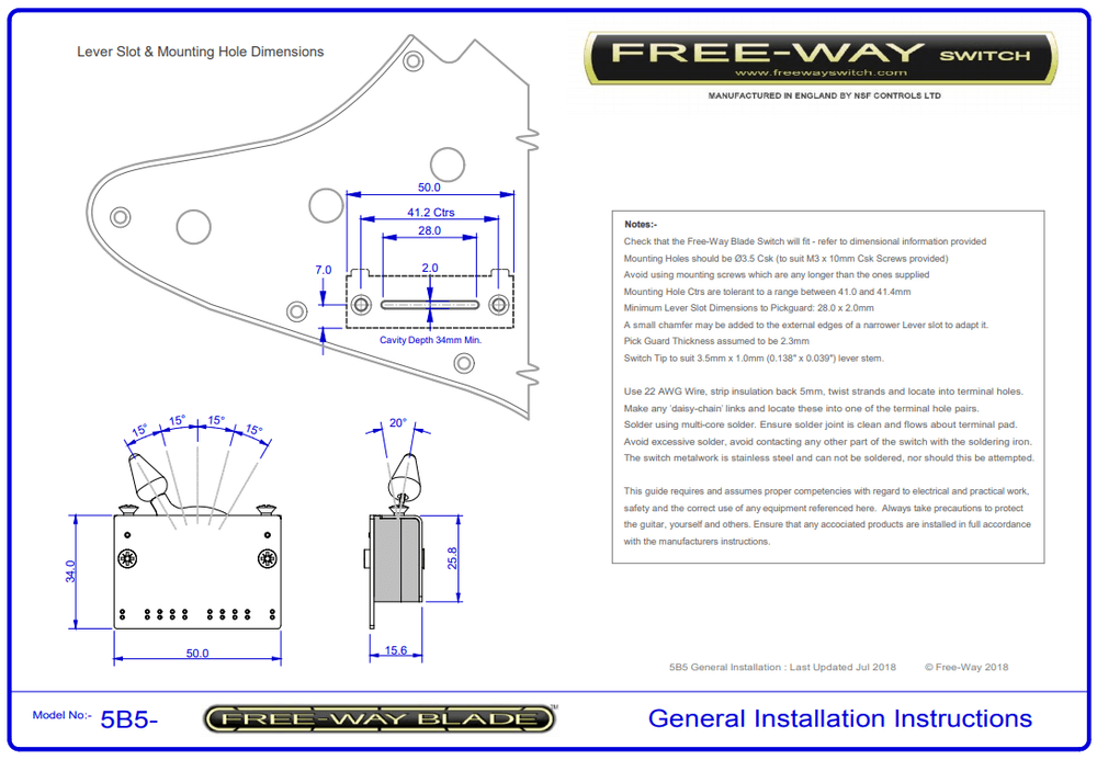 Free-Way 10 Way Blade Switch 5B5-01 — Six String Supplies