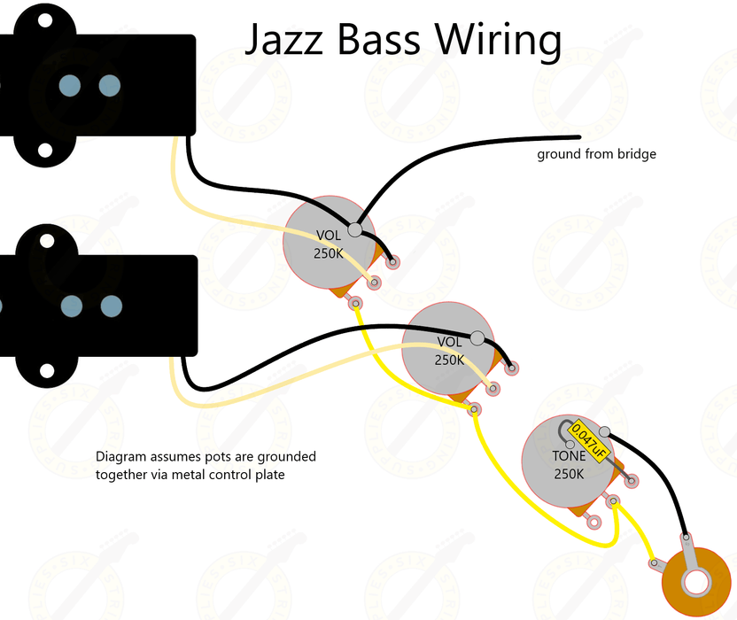 wiring diagram for Fender Jazz Bass