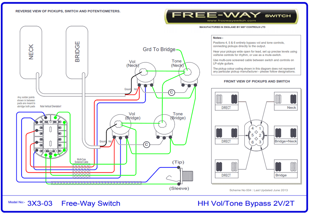 Interruttore Ultra Toggle Per Chitarra Grande DPDT 2 Vie On-On - Foto 5